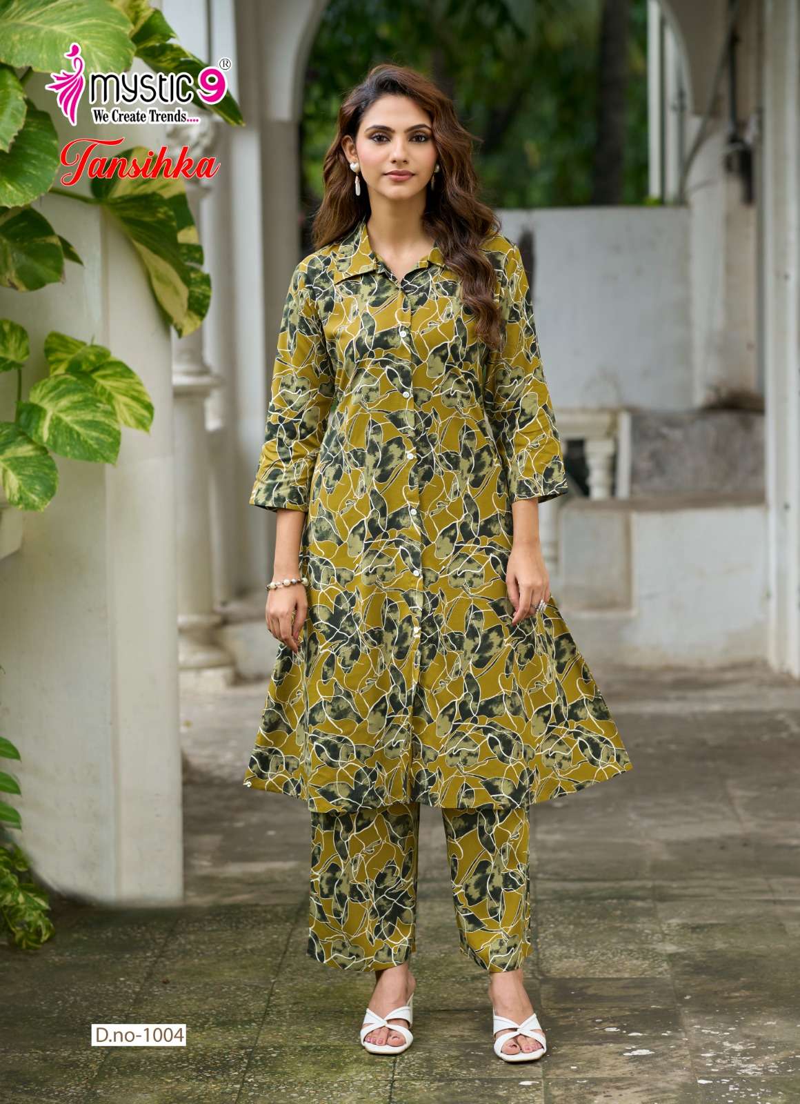 MYSTIC 9 TANISHKA VOL 1 HEAVY VISCOSE PRINT A LINE CUT CORD SET SURAT BRAND WHOLESALER 